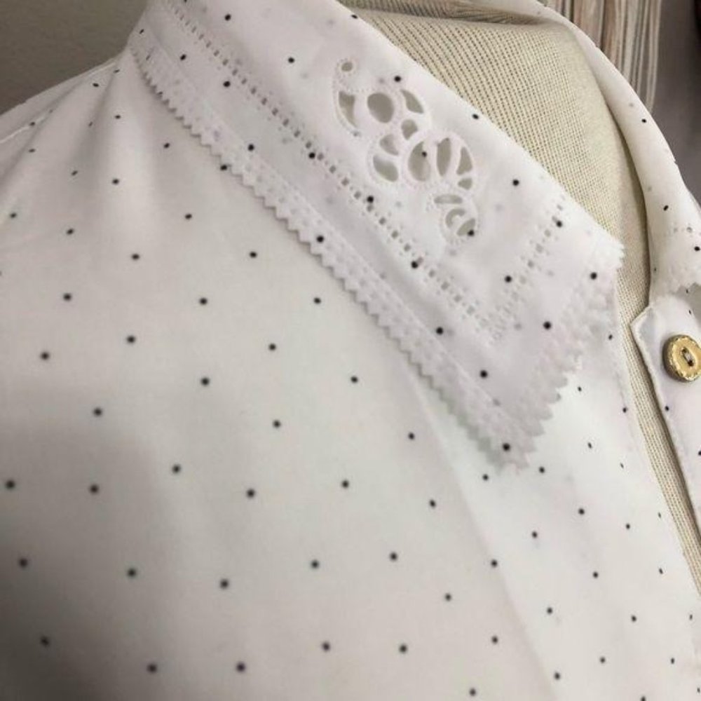 Sam Hua Korean Large polka dot lace collared blouse - Picture 3 of 8